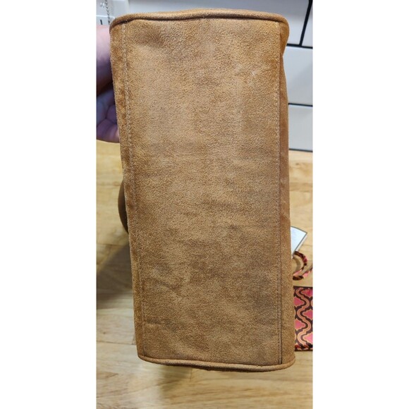 Victoria's Secret Angel Brown Faux Suede Tote Handbag Matching Pink Satin Pouch - Picture 7 of 13